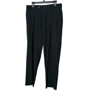 J. Ferrar Mens Pinstripe Dress Pants 34X32 Black Slim Fit Trousers Flat Front